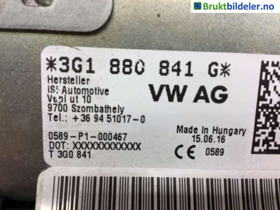 Airbag kne til VW Passat 2015-2019 (Fase 1) (B8) (B8) (VOLKSWAGEN|3G1 880 841 G|)
