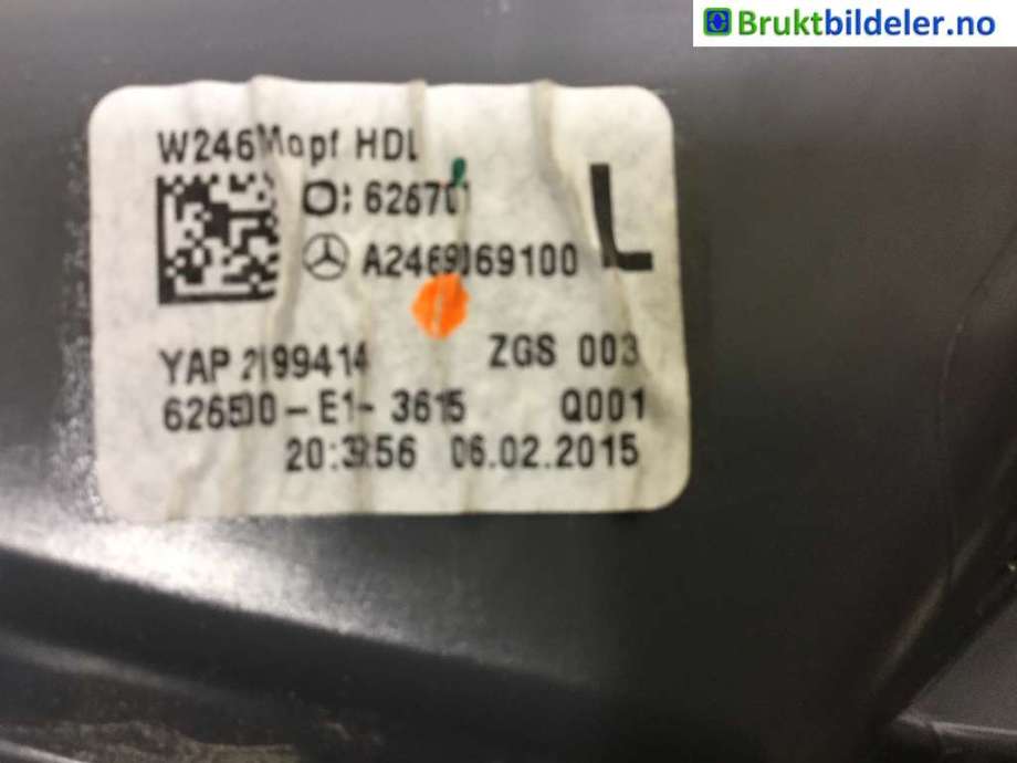 Baklykt venstre indre til Mercedes B-Klasse 2011-2018 (W246) (W246) (MERCEDES|A 246 906 91 00|)