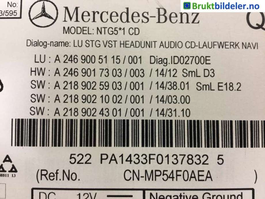 Bilstereo til Mercedes B-Klasse 2011-2018 (W246) (W246) (MERCEDES|A 246 900 51 15|)