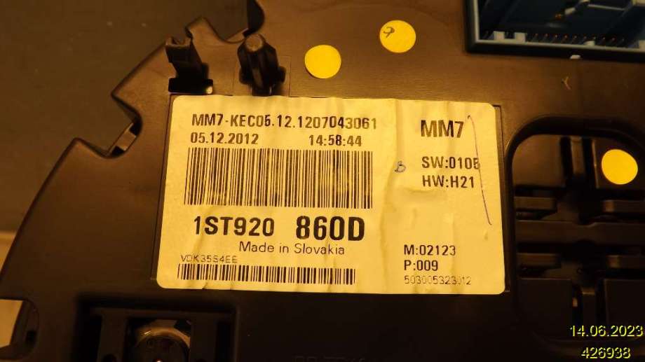 Instrumentpanel til Škoda Citigo 2012-2019 (SKODA|1ST 920 860 D|)