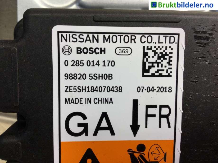 Airbag elektronikk til Nissan Leaf 2018-->> (Type II)  (NISSAN|98820-5SH0B|0 285 014 170|)