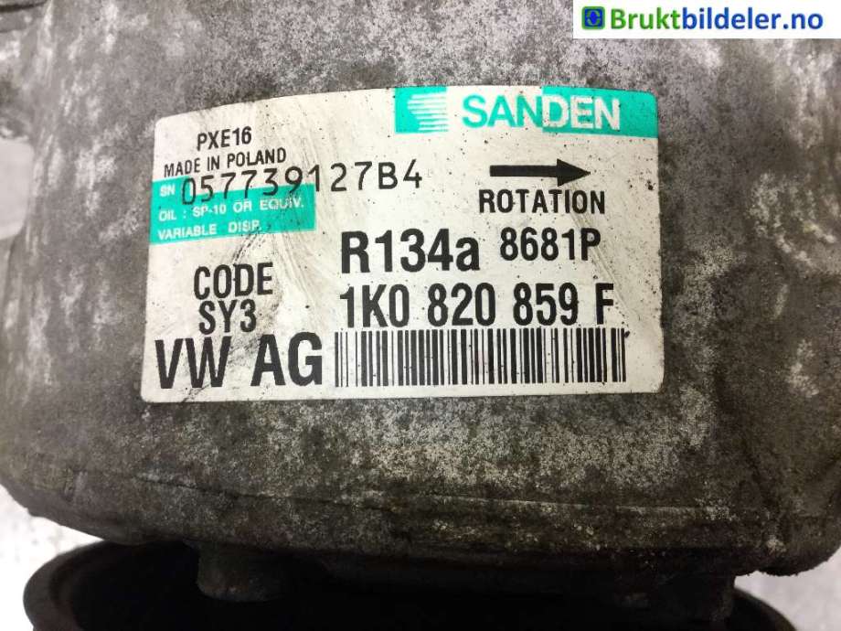Aircondition kompressor til VW Touran 2007-2010 (Type I, Fase 2) (VOLKSWAGEN|1K0 820 803 G|057739127B4|)