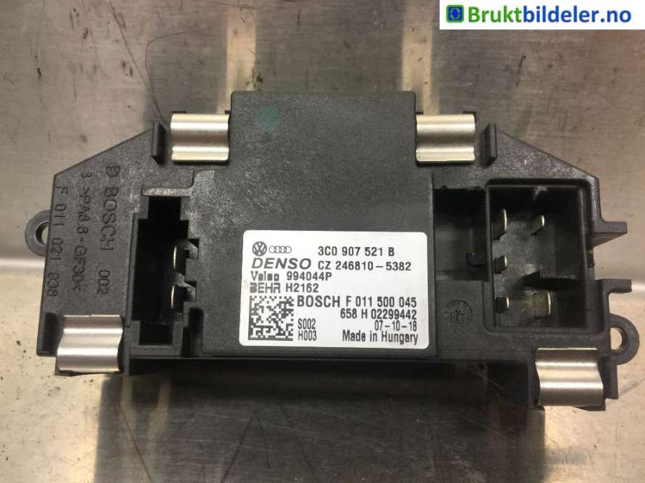 Varmeapparat motstand til Audi A3 2003-2008 (Type II, Fase 1)  (AUDI|3C0 907 521 B|CZ246810-5382|F 011 500 045)