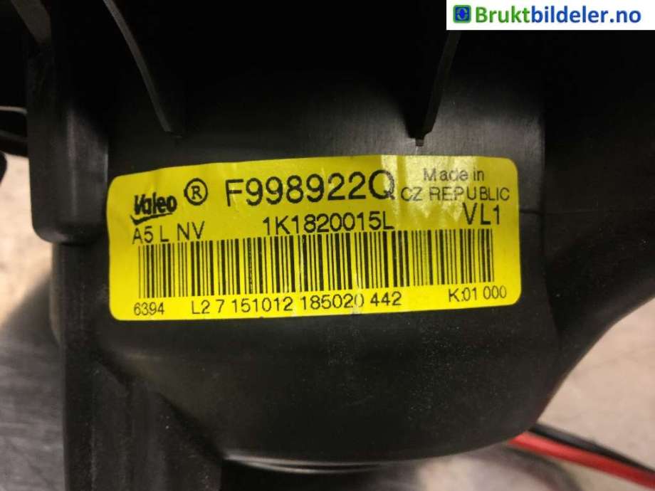 Varmeapparat motor til Audi A3 2009-2012 (Type II, Fase 2)  (AUDI|1K1 820 015 L|F995748Q|)