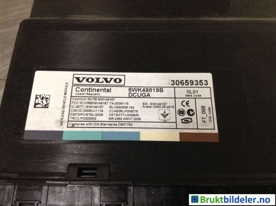 Styreenhet comfort (BCM) til Volvo XC60 2008-2013 (Type I, Fase 1)  (VOLVO|30659353|5WK49819B|)