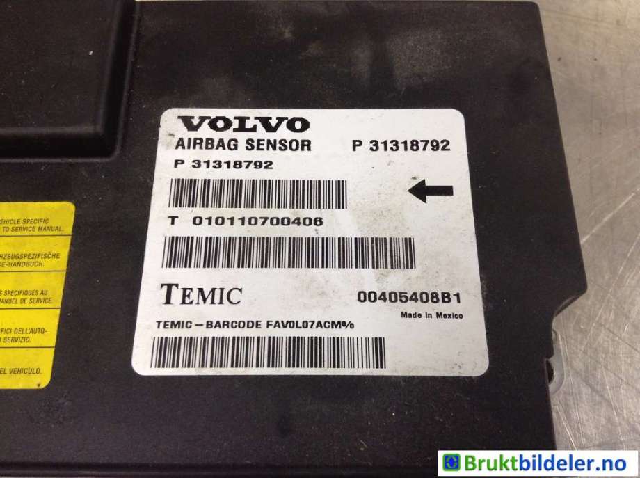 Airbag elektronikk til Volvo XC60 2008-2013 (Type I, Fase 1)  (VOLVO|31318792|)