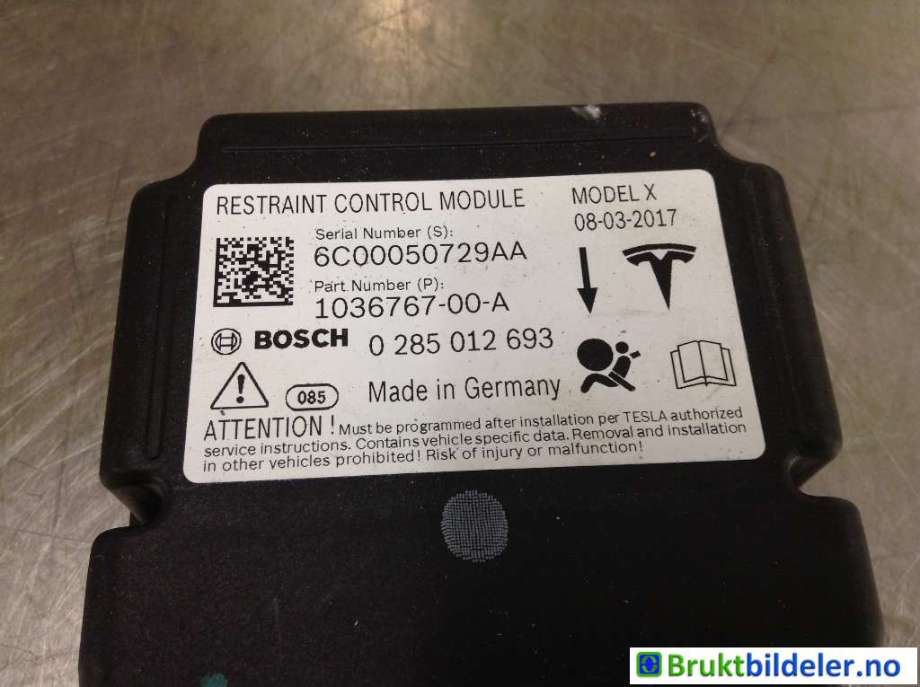 Airbag elektronikk til Tesla Model X 2016-->>  (TESLA|1036767-00-A|0 285 012 693|)