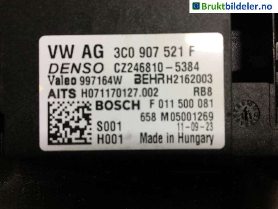 Varmeapparat motstand til VW Golf VI 2008-2012  (VOLKSWAGEN|3C0 907 521 F|F 011 500 081|)