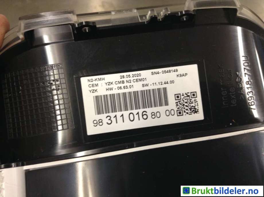 Instrumentpanel til Peugeot Partner 2019-->> (Type III) (PEUGEOT|9831101680-00|)