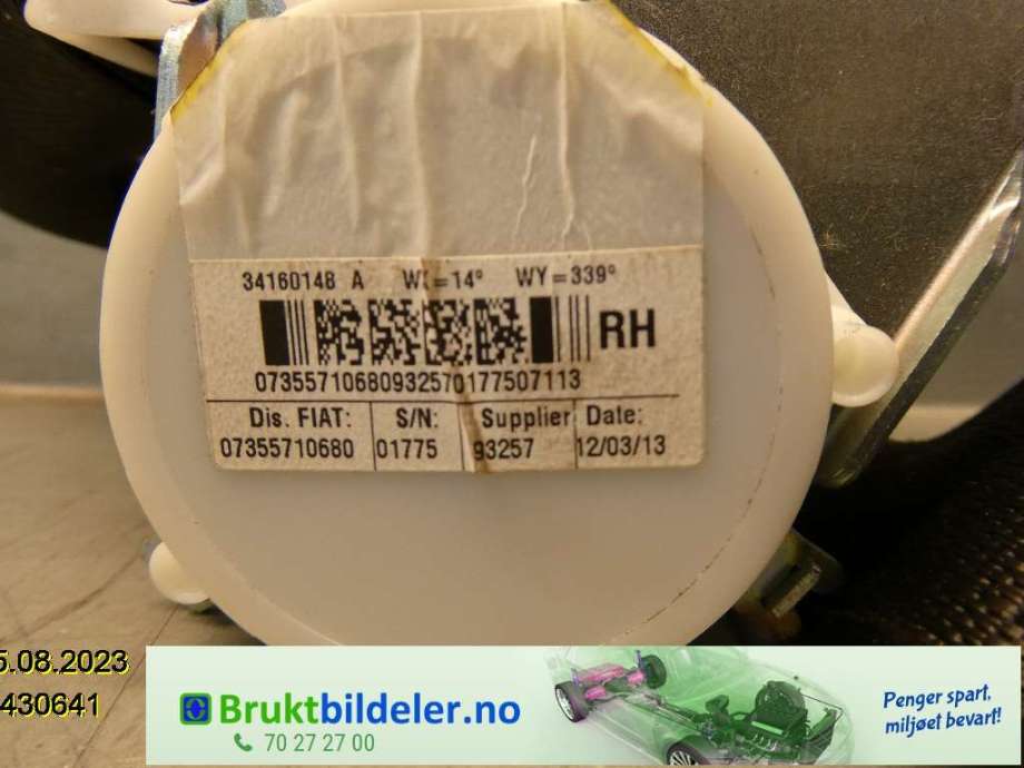 Sikkerhetsbelte bak høyre til Fiat 500L (MPV) 2013-2015  (FIAT|735571068||07355710680)