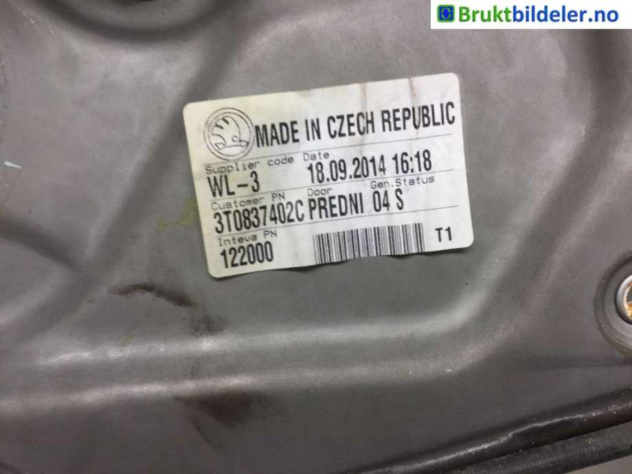 Ruteheis til Škoda Superb 2008-2015 (Type II)  (SKODA|3T0 837 402 C|)