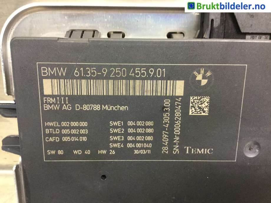 Styreenhet diverse til BMW 5-Serie 2010-2017 (F10/F11) (F10/F11) (BMW|61.35-9 250 455.9.01|)