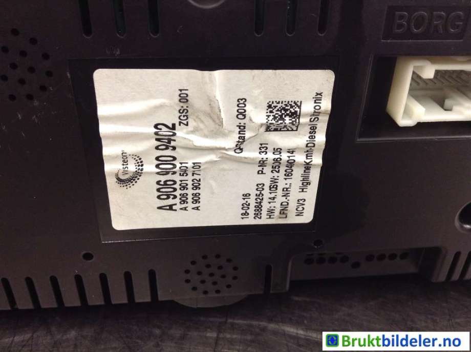 Instrumentpanel til Mercedes Sprinter 2013-2018 (Fase 2) (906) (906) (MERCEDES|A 906 900 94 02|)