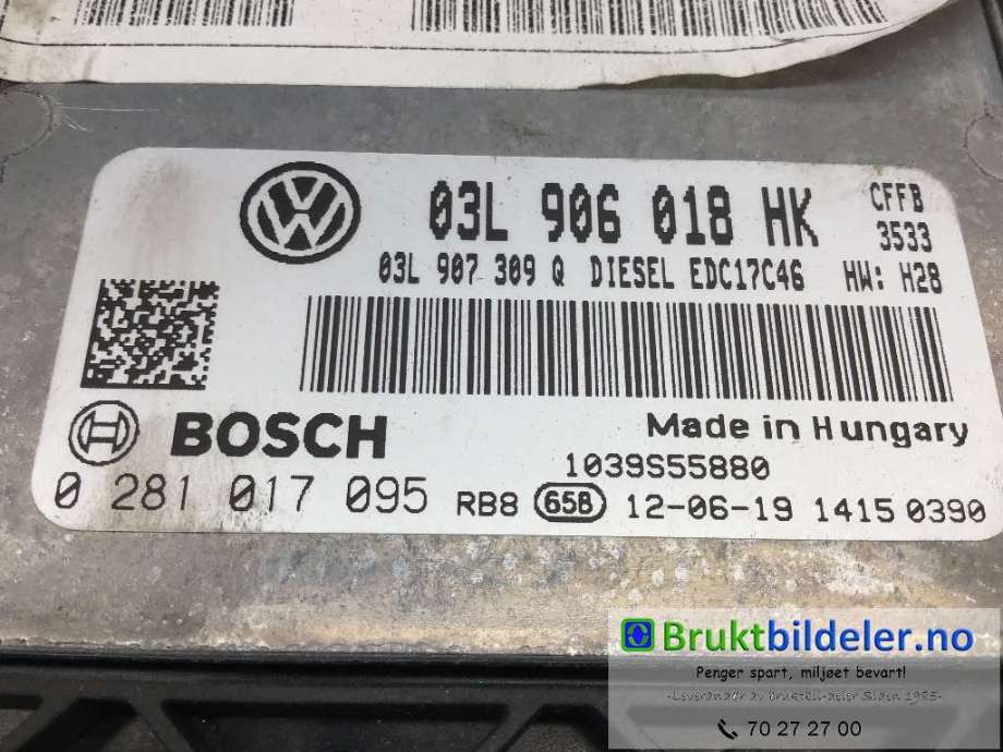 Styreenhet motor til VW Sharan 2010-->> (Type II)  (VOLKSWAGEN|03L 906 018 HK|0 281 017 095|)