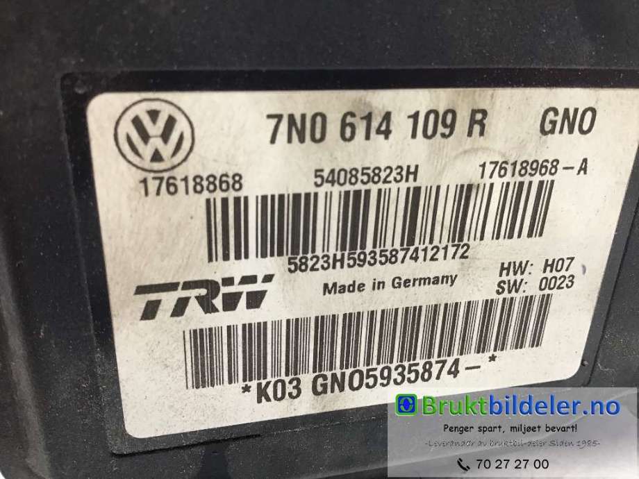 ABS sentral til VW Sharan 2010-->> (Type II) (VOLKSWAGEN|7N0 614 109 R|17618868|54085823H)