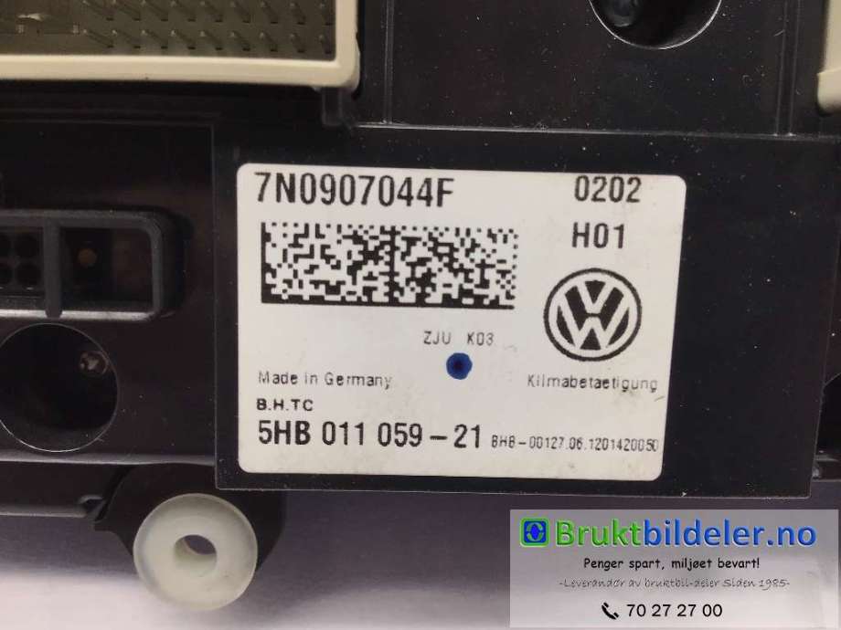 Varmeapparat betjening til VW Sharan 2010-->> (Type II)  (VOLKSWAGEN|7N0 907 044 F|5HB 011 059- 21|)