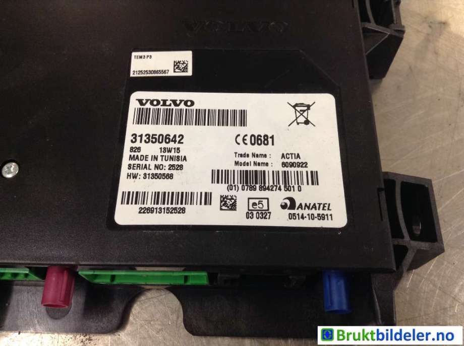Styreenhet diverse til Volvo XC70 2014-2016 (Type II, Fase 2) (VOLVO|31350642|)
