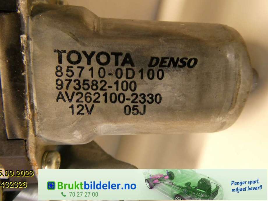Ruteheis venstre bak til Toyota Auris 2007-2010 (Type I, Fase 1)  (TOYOTA|85710-0D100|973582-100|85720-0D100)
