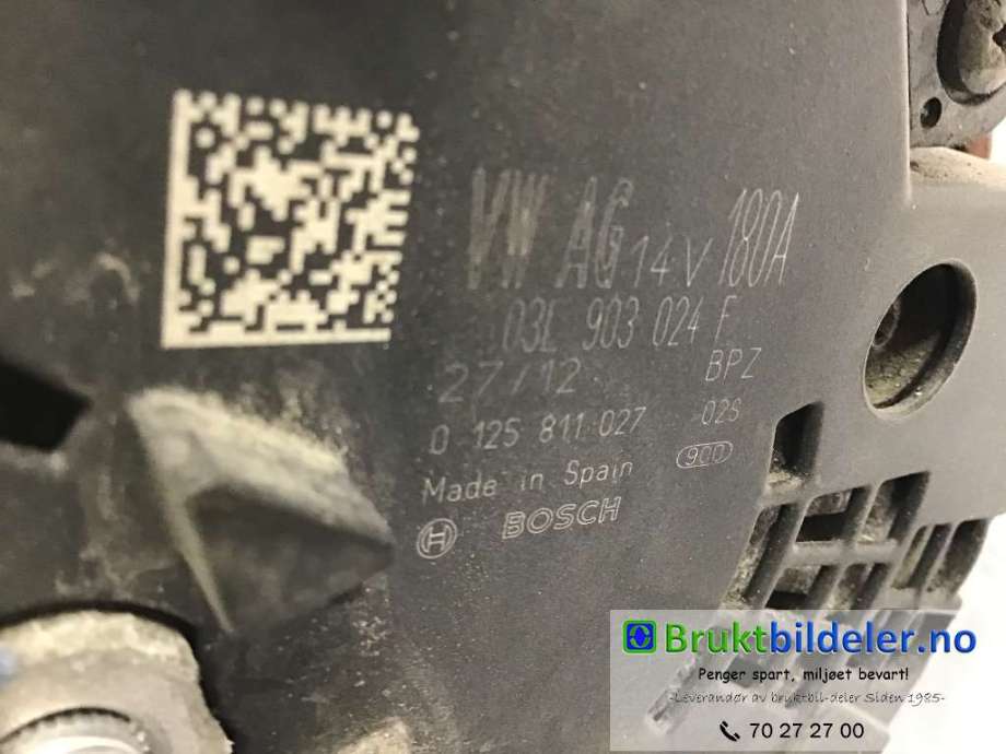 Dynamo til VW Sharan 2010-->> (Type II) (VOLKSWAGEN|03L 903 024 F||0 125 811 027)