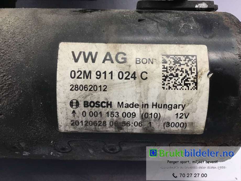Starter diesel til VW Sharan 2010-->> (Type II) (VOLKSWAGEN|02M 911 024 C|0 001 153 009|)
