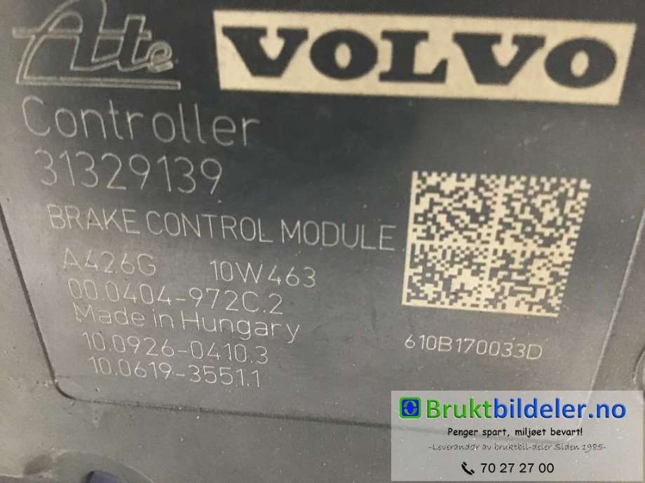 ABS sentral til Volvo XC60 2008-2013 (Type I, Fase 1)  (VOLVO|31329139|10.0212-0532.4|)