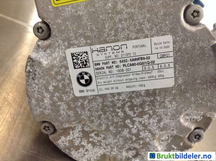 Aircondition kompressor til BMW iX 2021-->> (I20) (I20) (64 52 5 A69 FB9-02|PLCA60-0G5I1Q-02|)
