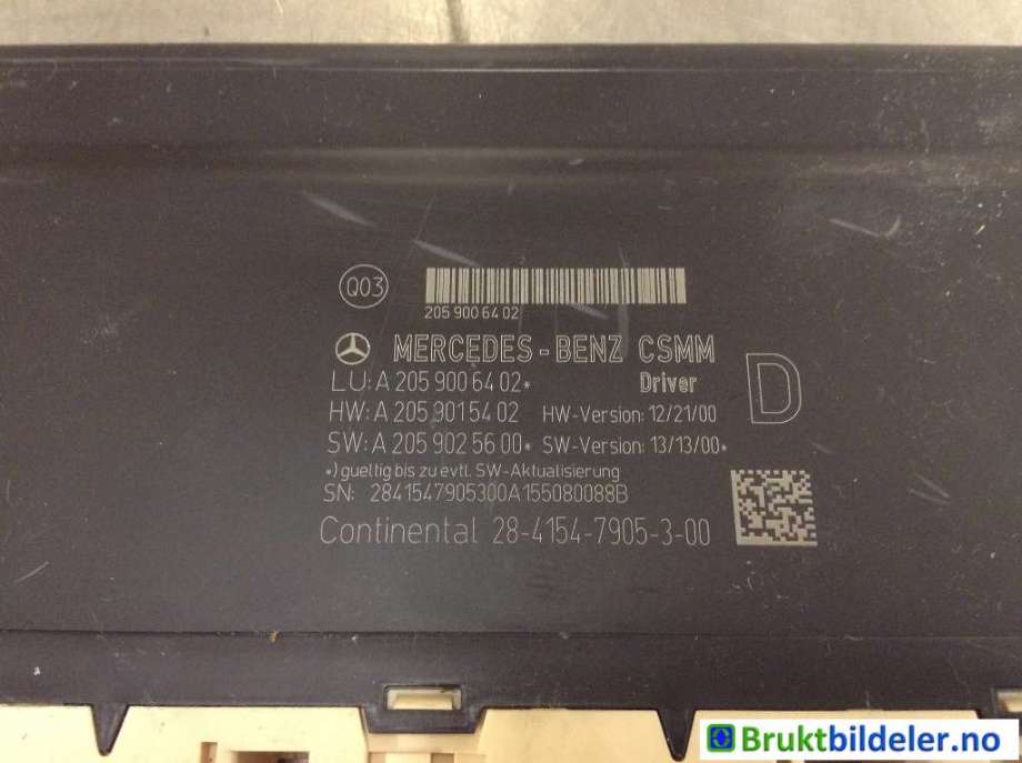 Styreenhet sete til Mercedes C-Klasse 2014-2018 (Fase 1) (W205) (W205) (MERCEDES|A 205 900 64 02|)
