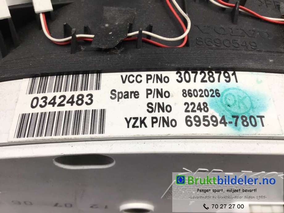 Instrumentpanel til Volvo V70 2005-2007 (Type II, Fase 2)  (VOLVO|30728791|8602026|)