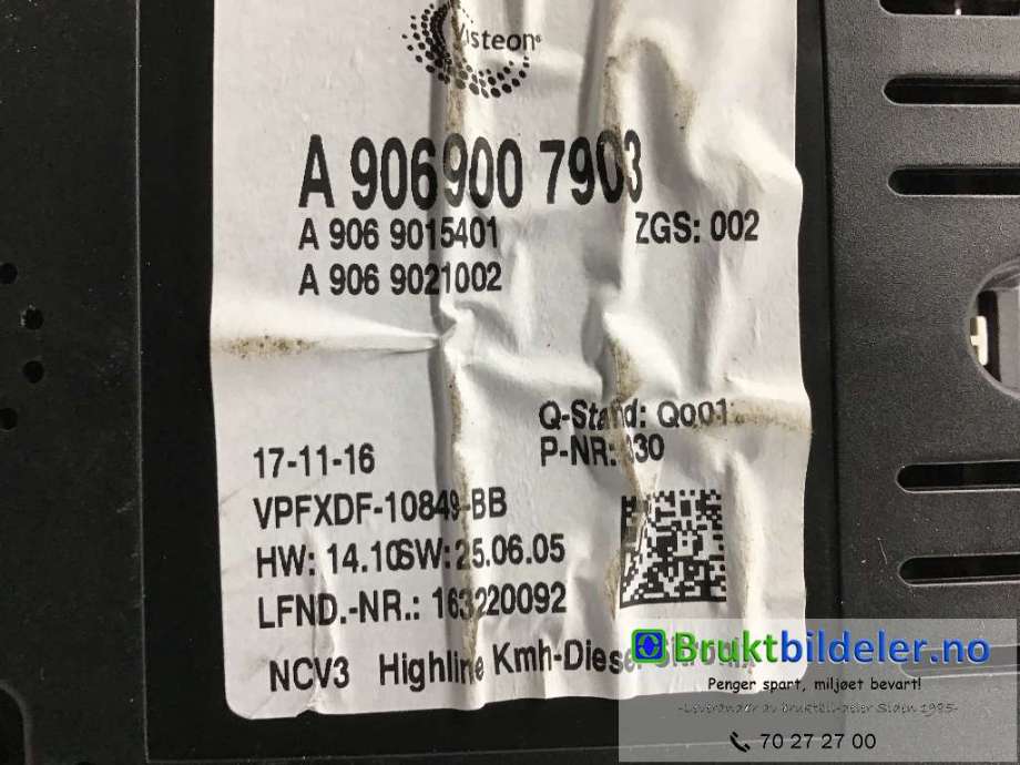 Instrumentpanel til Mercedes Sprinter 2013-2018 (Fase 2) (906) (906) (MERCEDES|A 906 900 79 03|)