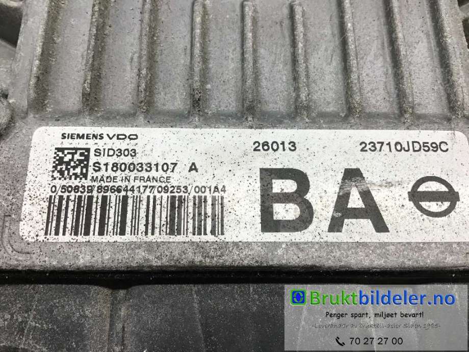 Styreenhet motor til Nissan Qashqai 2007-2010 (Type I, Fase 1)  (NISSAN|23710-JD59C|S180033107|)