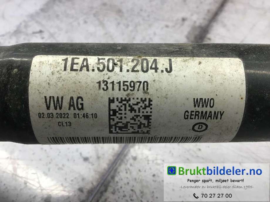 Drivaksel høyre bak, elbil til VW ID.4 2020-->> (VOLKSWAGEN|1EA 501 204 J|)