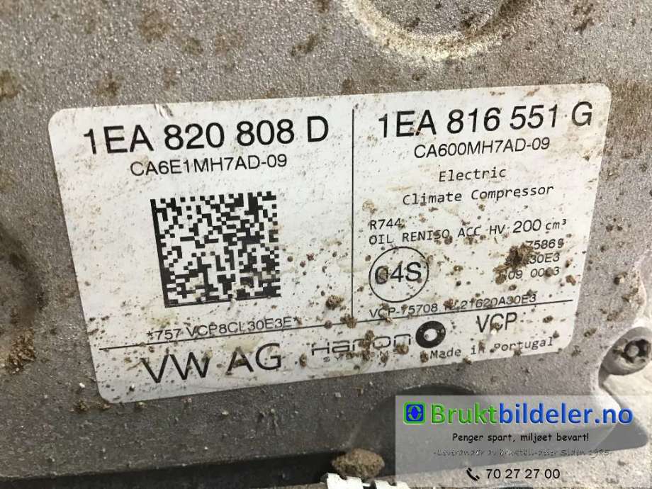 Aircondition kompressor til VW ID.4 2020-->> (VOLKSWAGEN|1EA 820 808 D|1EA 816 551 G|)