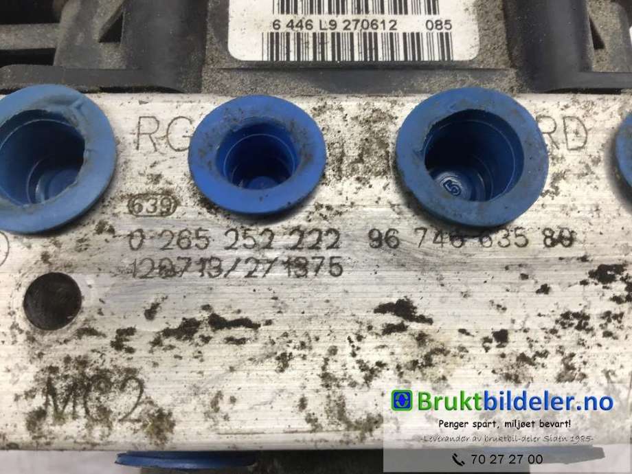 ABS sentral til Peugeot Partner 2008-2015 (Type II, Fase 1)  (PEUGEOT|96 746 635 80|0 265 951 952|0 265 252 222)