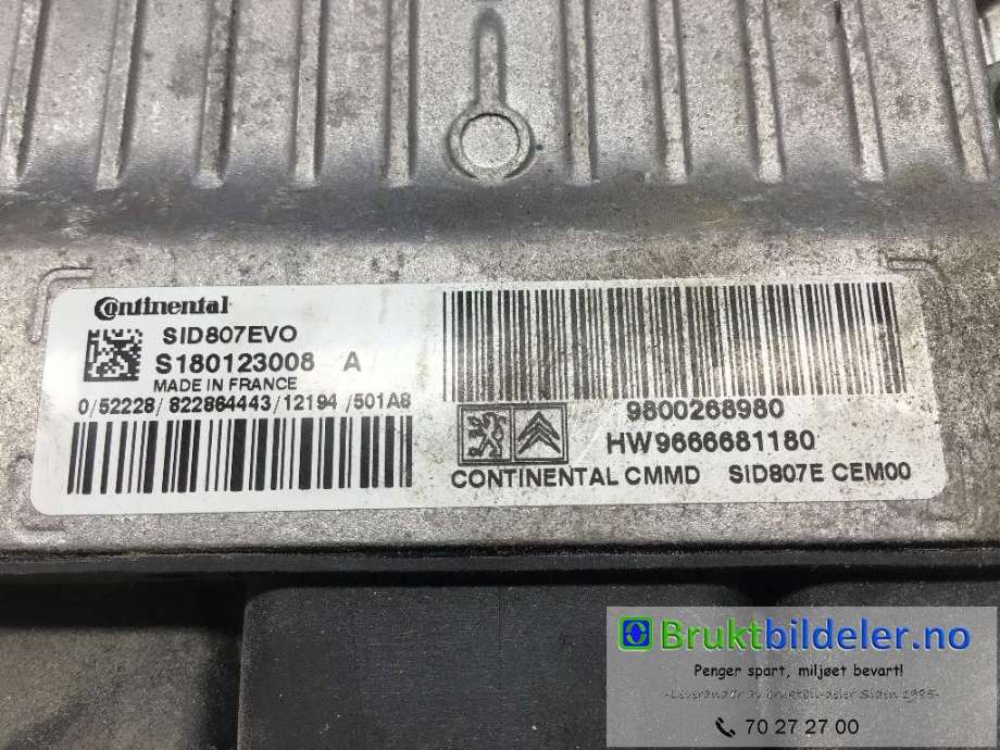 Styreenhet motor til Peugeot Partner 2008-2015 (Type II, Fase 1)  (PEUGEOT|98 002 689 80|S180123008|)
