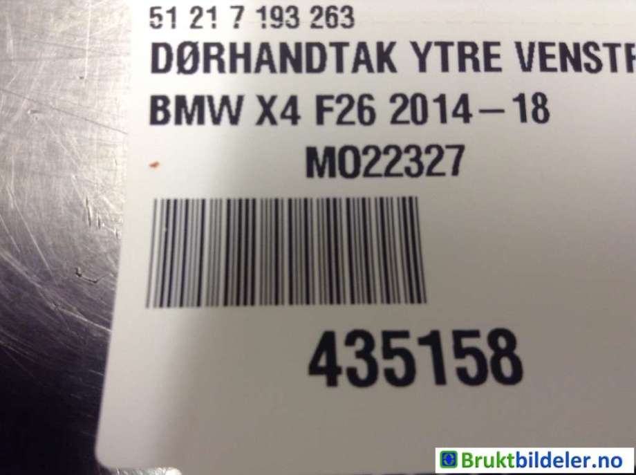 Dørhåndtak utv høyre bak til BMW X4 2014-2018 (F26) (F26) (BMW|51 21 7 193 264||51 21 7 207 562)