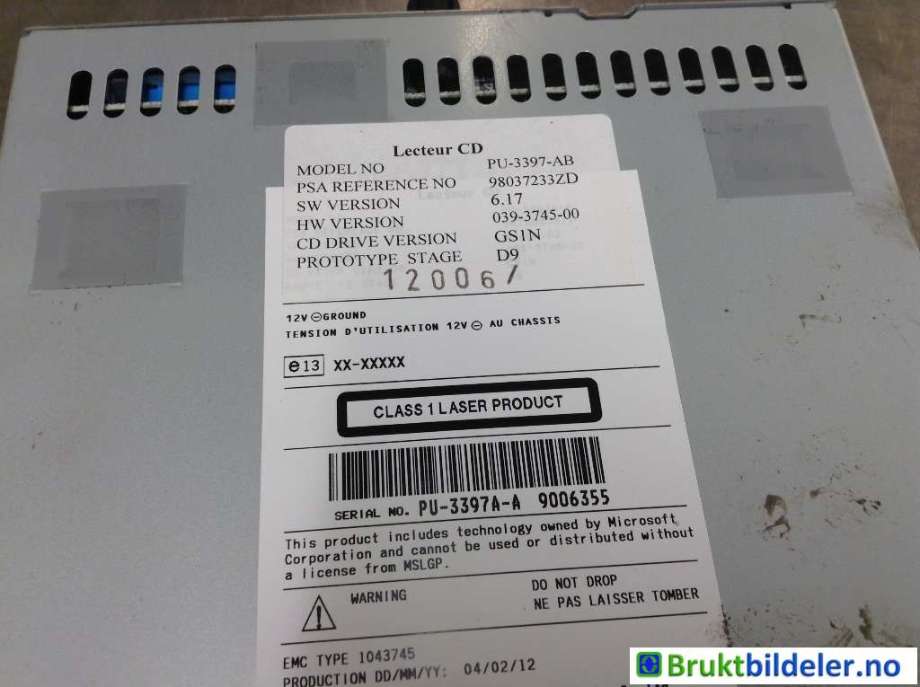 Bilstereo til Peugeot 208 2012-2019 (Type I)  (PEUGEOT|98037233ZD|PU-3397-AB|)