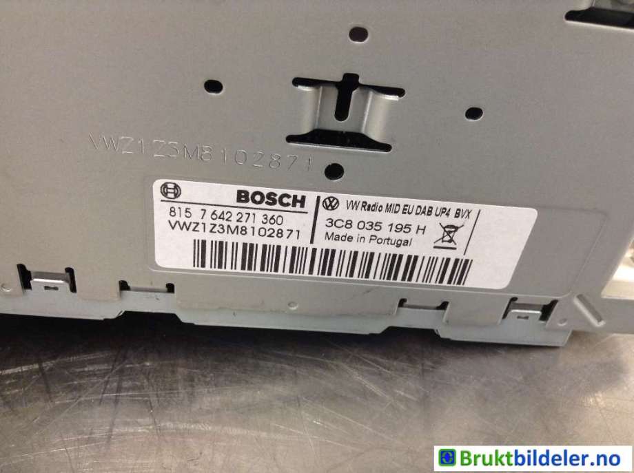 Bilstereo til VW Golf, Plus/Cross 2009-2013 (Fase 2) (VOLKSWAGEN|3C8 035 195 H|7 642 271 360|)