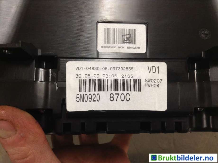 Instrumentpanel til VW Golf, Plus/Cross 2009-2013 (Fase 2)  (VOLKSWAGEN|5M0 920 870 C|)