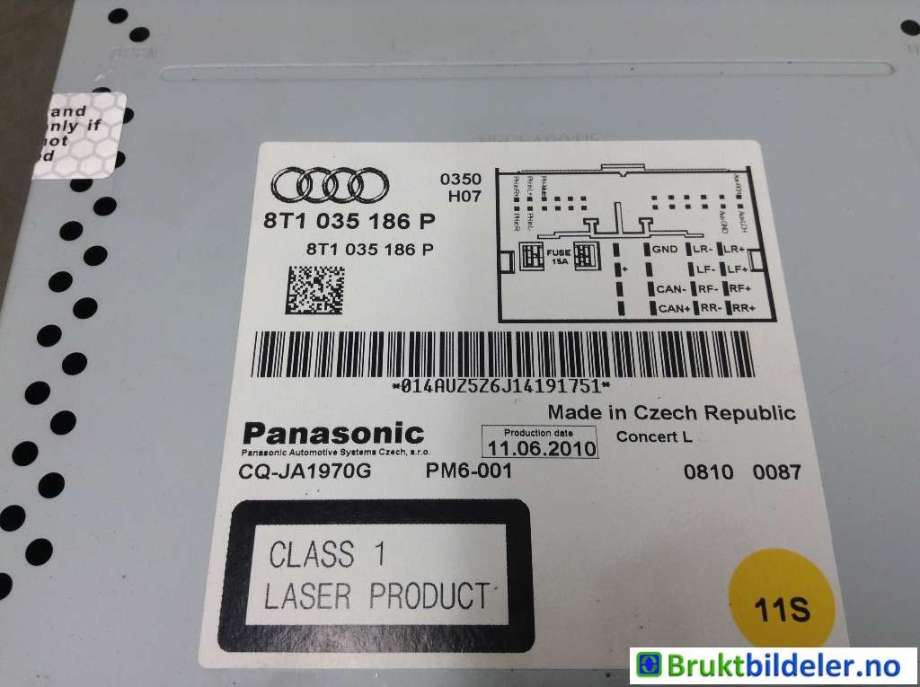 Bilstereo til Audi A4 2007-2014 (Type IV) (B8) (B8) (AUDI|8T1 035 186 P|CQ-JA1970G|)