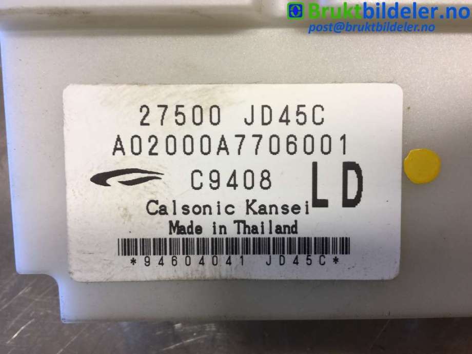 Varmeapparat betjening til Nissan Qashqai 2007-2010 (Type I, Fase 1) (NISSAN|27500 JD45C|)