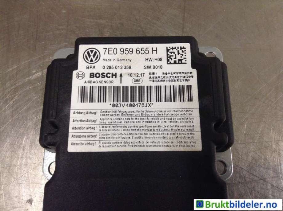 Airbag elektronikk til VW Transporter / Caravelle 2015-2019 (T6) (T6) (VOLKSWAGEN|7E0 959 655 H|0 285 013 359|)