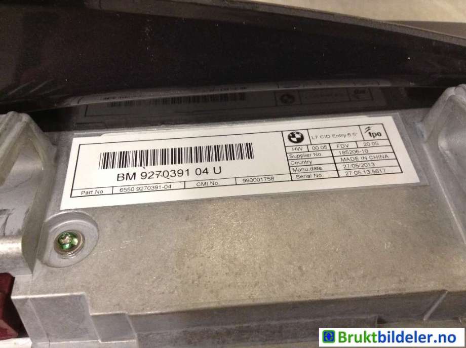 Instrument kjørecomputer til BMW 1-Serie 2011-2015 (Fase 1) (F20/F21) (F20/F21) (BMW|6550 9 270 391-04|)