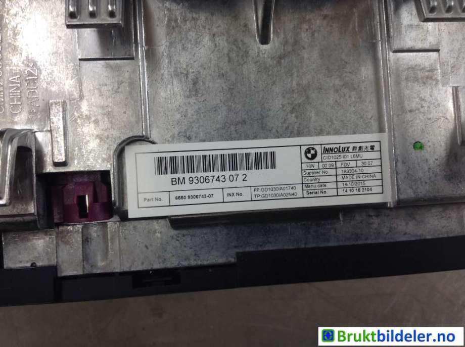 Instrument kjørecomputer til BMW i3 2013-2022  (BMW|65 50 9 306 743-07|)