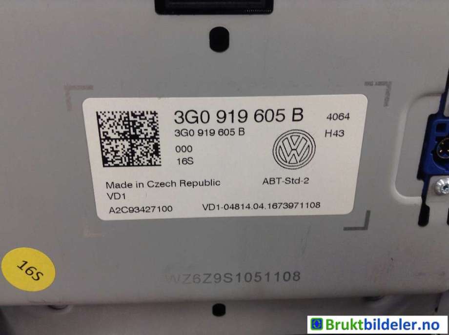 Instrument kjørecomputer til VW Golf VII 2012-2017 (Fase 1)  (VOLKSWAGEN|3G0 919 605 B|A2C93427100|)