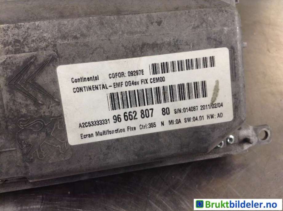 Instrument kjørecomputer til Peugeot 508 2011-2014 (Type I, Fase 1)  (PEUGEOT|96 662 807 80|A2C53333331|)