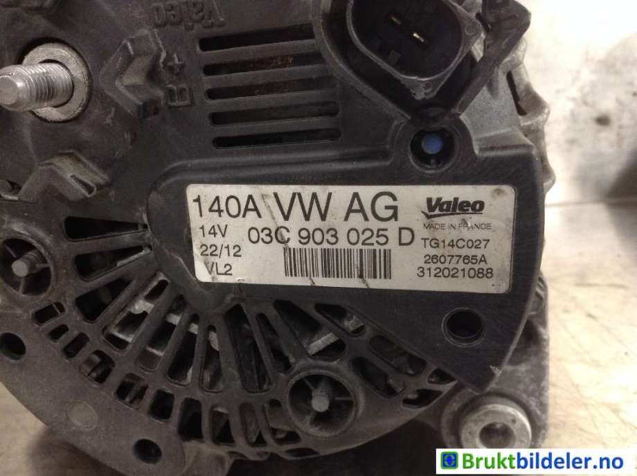 Dynamo til VW Golf, Plus/Cross 2009-2013 (Fase 2)  (VOLKSWAGEN|03C 903 025 D|2607765A|)