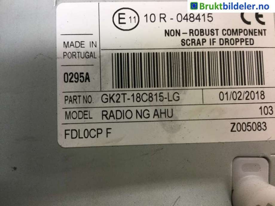 Bilstereo til Ford Transit 2014-->>  (FORD|GK2T-18C815-LG|)