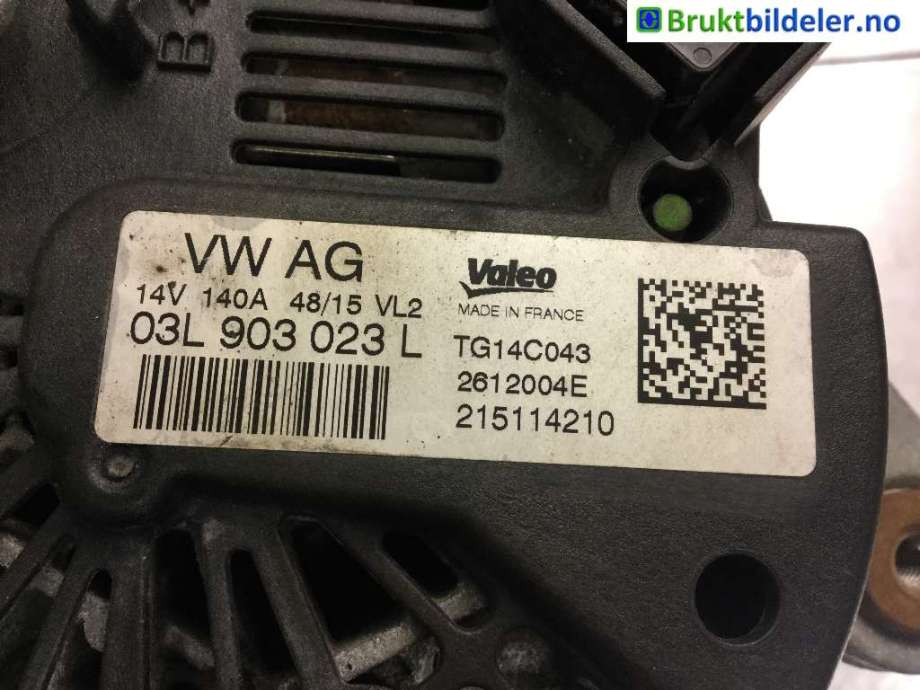 Dynamo til VW Caddy 2015-2020 (Type III, Fase 3)  (VOLKSWAGEN|03L 903 023 L||TG14C043)
