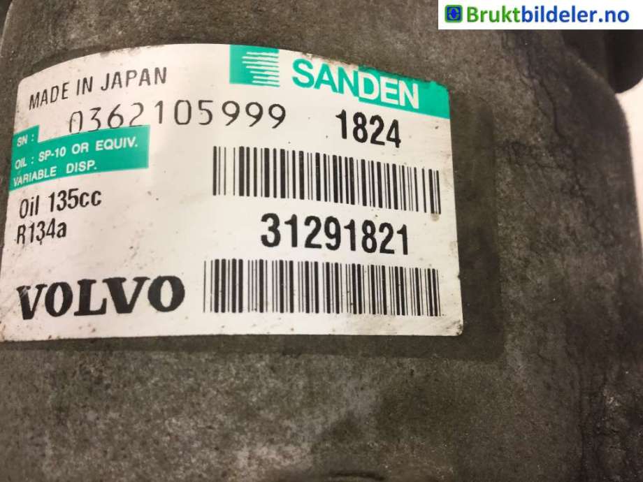 Aircondition kompressor til Volvo S80 2006-2013 (Type II, Fase 1)  (VOLVO|31291821|0362105999|)