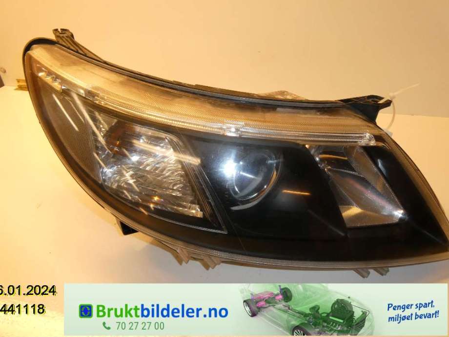 Frontlykt høyre halogen til Saab 9-3, 2008-2011 (Type II, Fase 2) (SAAB|12770138)